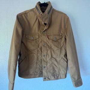 Levi’s tan canvas jacket with zip away hood